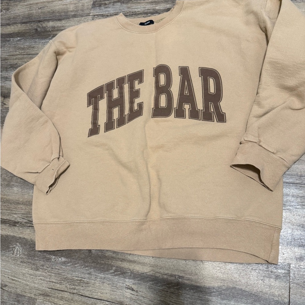 The Bar Beige Crewneck Sweater